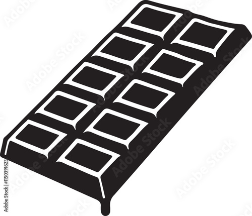 Chocolate silhouette vector art illustration. Black and white chocolate bar vector illustration.