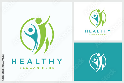 Healthy Lifestyle Logo, Fitness social relationship, Abstract people logo design. Gym, fitness, Active Fitness, sports, icons and symbols