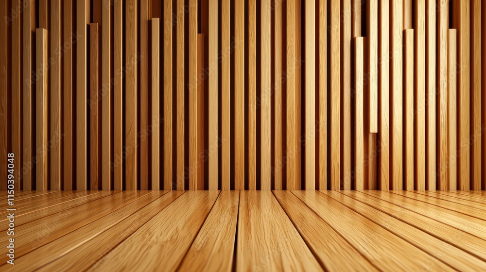 Wooden Wall and Floor Design with Vertical Stripes and Texture Wooden Wall and Floor Design with Vertical Stripes and Texture