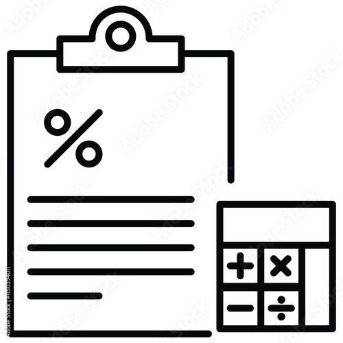 An icon related to SIP calculator. Planning and calculation of expenses. Vector editable stroke.