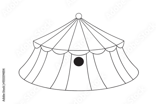 large fun circus tent illustration on white background.