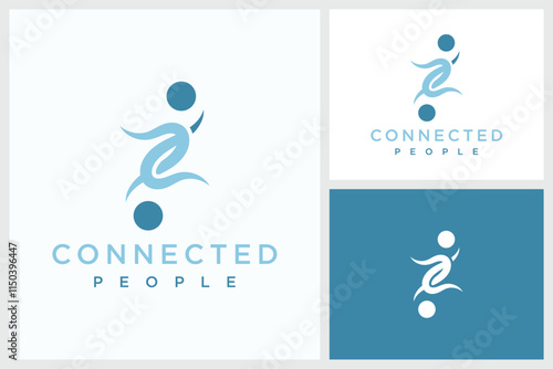 Connecting People Logo, Abstract People symbol, togetherness and community concept design, creative hub, social connection icon
