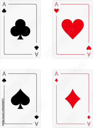 Ace of spades vector icon. Spade ace playing card. Playing cards symbols vector icon. Hearts, spades, diamonds and clubs symbol.