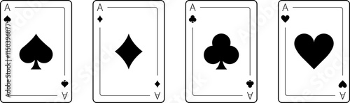 Ace of spades vector icon. Spade ace playing card. Playing cards symbols vector icon. Hearts, spades, diamonds and clubs symbol.