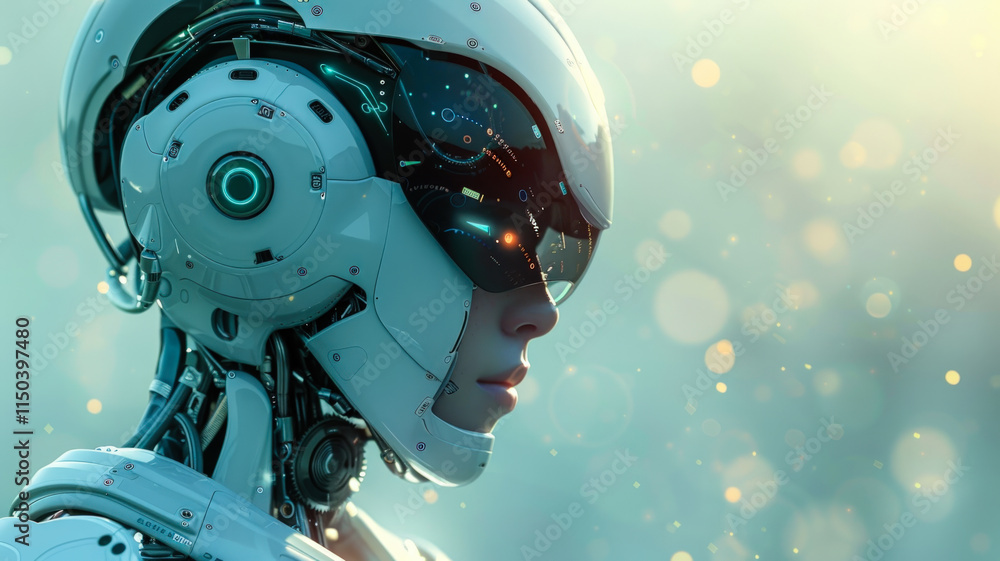 Fototapeta premium Futuristic Female Robot with Advanced AI Design