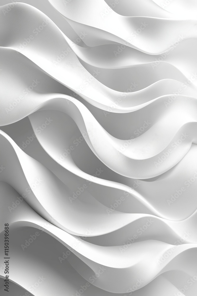Obraz premium A smooth, gentle abstract background featuring flowing white waves with ample copy space