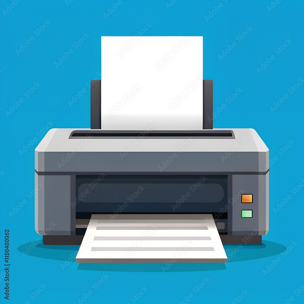 Flat Design Printer with Paper Output – Modern Office Equipment Illustration Flat Design Printer with Paper Output – Modern Office Equipment Illustration