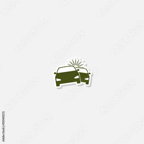 Car crash icon sticker isolated on gray background