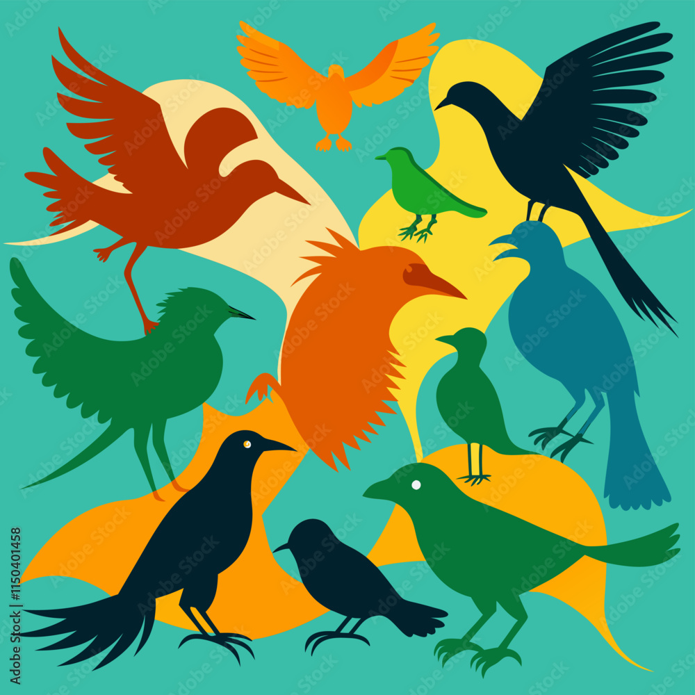 Naklejka premium birds on a branch