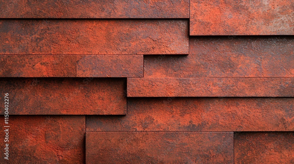 Textured Red and Orange Wall with Layers of Rustic Stone Tiles Textured Red and Orange Wall with Layers of Rustic Stone Tiles