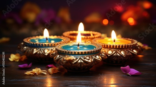 Diwali festival of lights tradition Diya oil lamps background photo