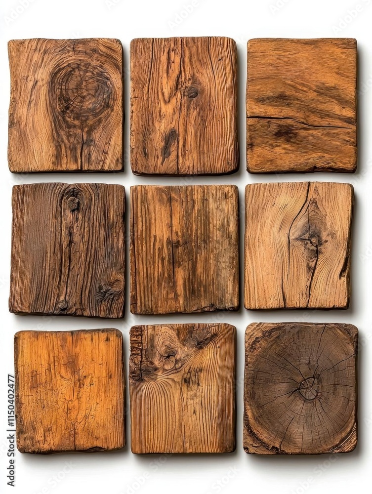 A photostock of polished wooden planks arranged horizontally, showcasing natural textures, isolated on a clean white background, High Quality A photostock of polished wooden planks arranged horizontally, showcasing natural textures, isolated on a clean white background, High Quality