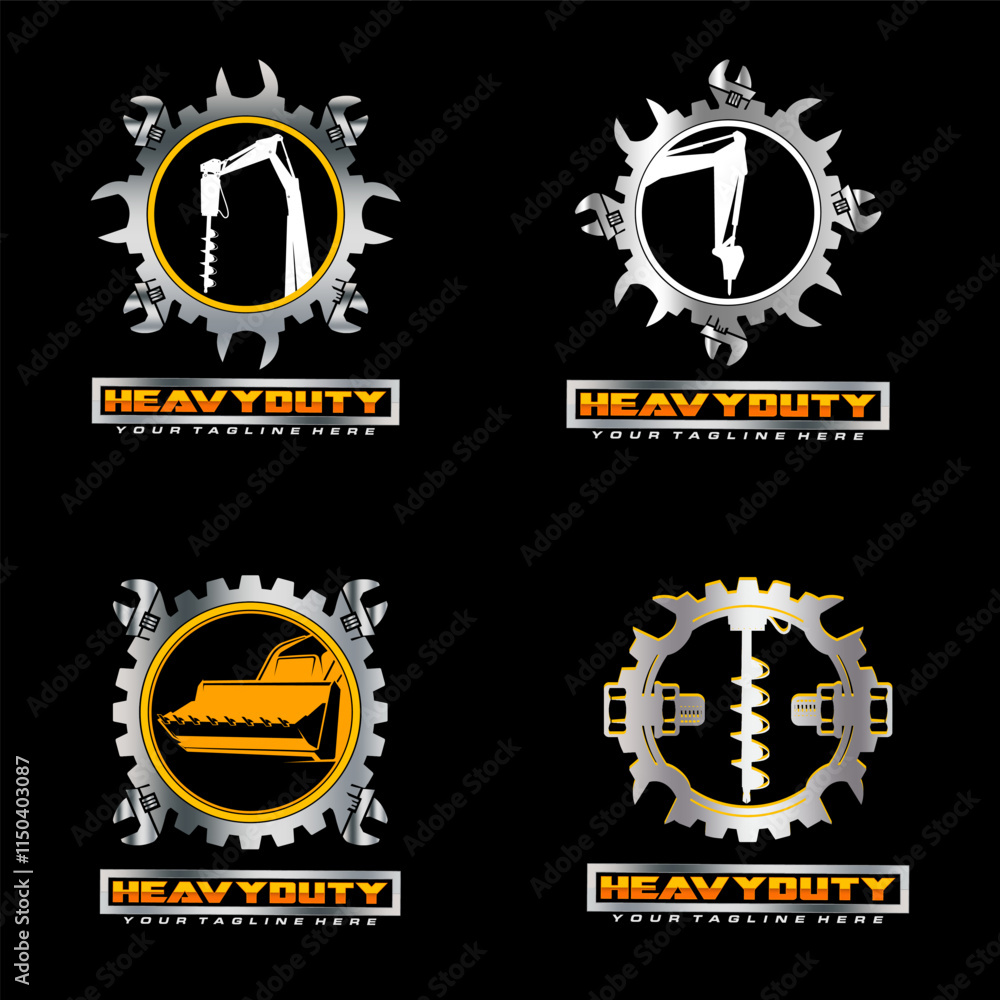 Naklejka premium Heavy machine vehicle and equipment business logo