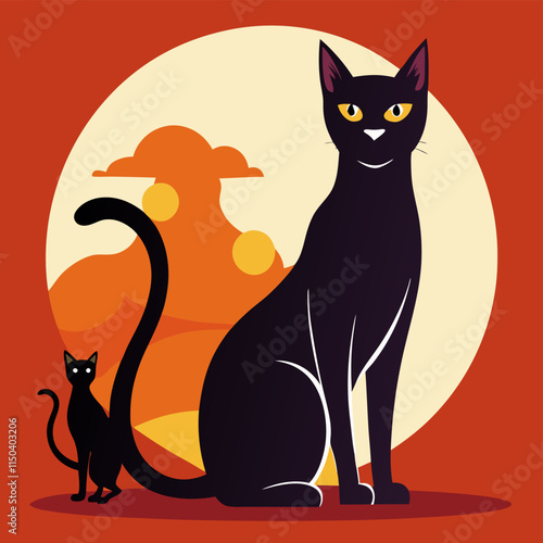 set of cats silhouettes