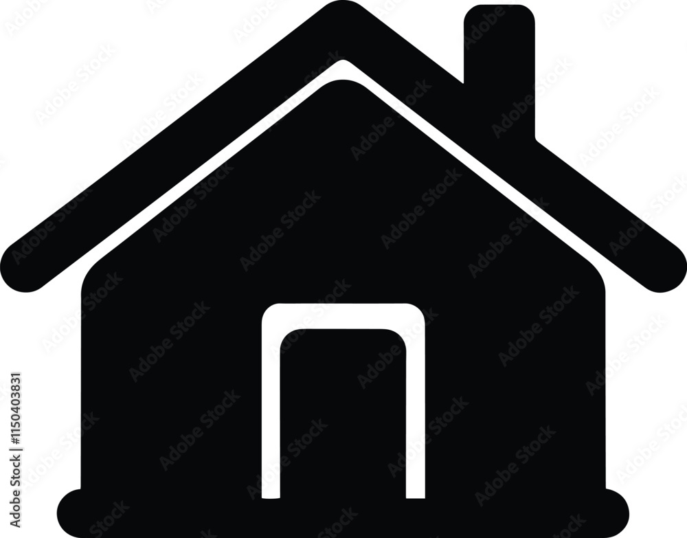 Black Detailed Silhouette of a House with Clean Proportions, Isolated on a White Background for Minimalist and Architectural Design Themes Black Detailed Silhouette of a House with Clean Proportions, Isolated on a White Background for Minimalist and Architectural Design Themes