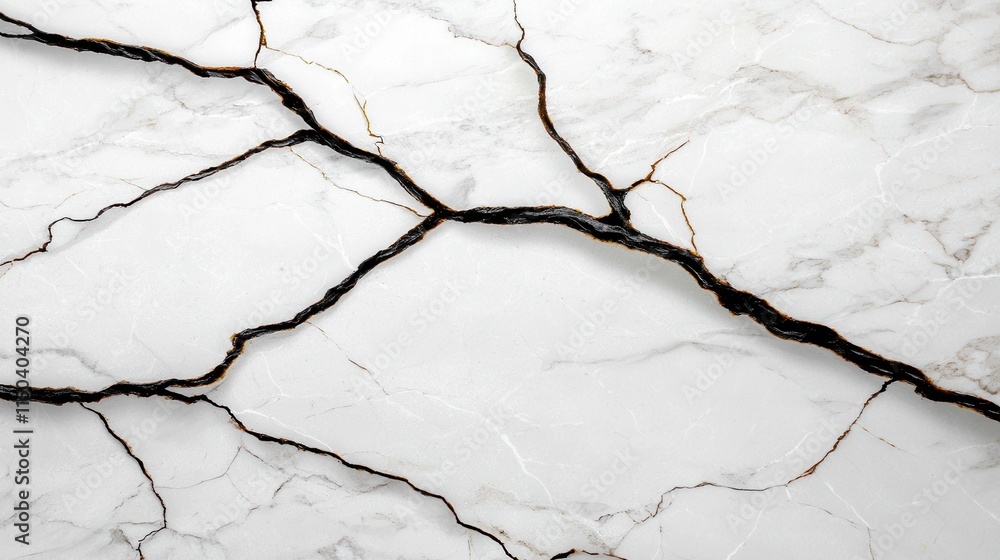 Elegant White Marble Surface with Black Veins and Natural Patterns Elegant White Marble Surface with Black Veins and Natural Patterns
