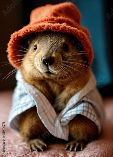 squirrel with christmas hat