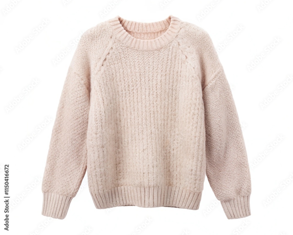 Fototapeta premium Soft casual sweater of luxury natural mix wool on a white background generative ai