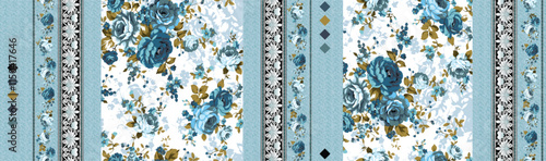Seamless design. Colorful abstract flowers bouquet on a light color background.
