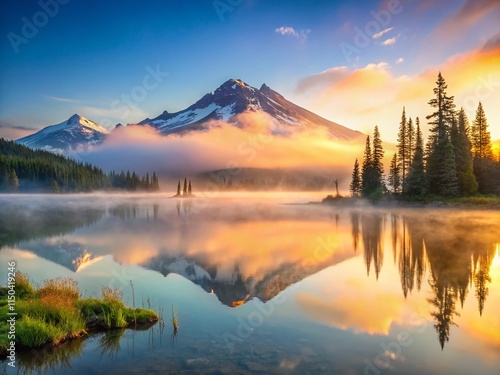 Serene Sparks Lake Sunrise: Minimalist Mountain Lake Photography photo