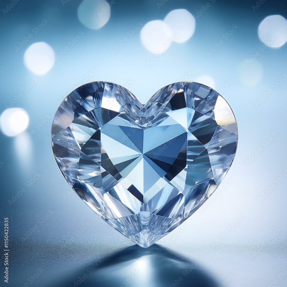 Fototapeta premium Generated image Heart shaped diamond or glass with copy space