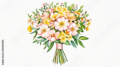 classic watercolor bouquet featuring pink flowers and greenery
