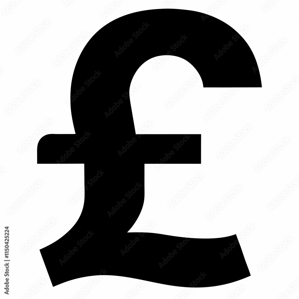 Obraz premium Black Pound Sign Silhouette Vector