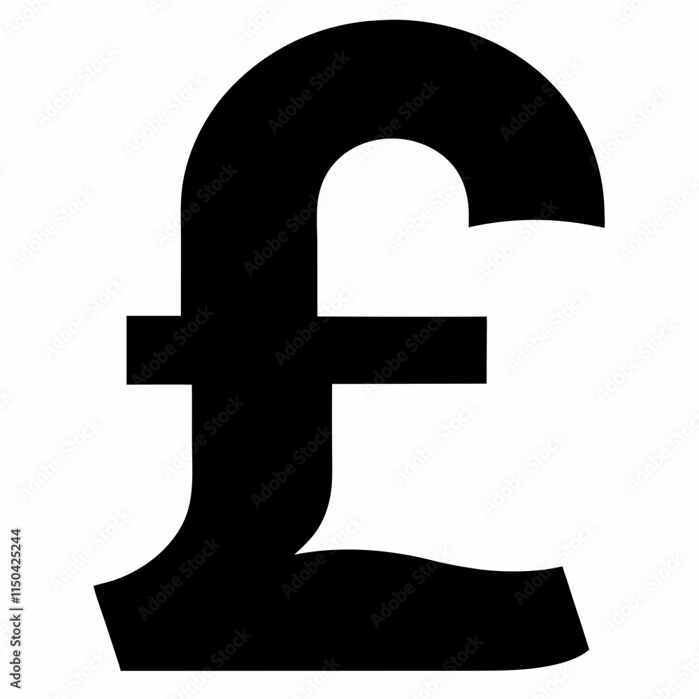 Obraz premium Black Pound Sign Silhouette Vector
