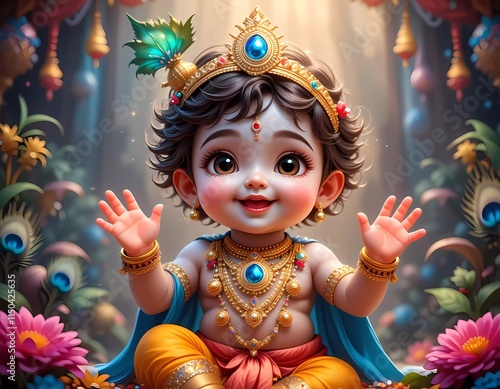 Adorable Baby Krishna Digital Art