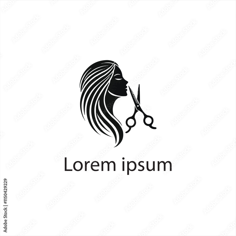 Obraz premium A Black Women Hair Cut Logo Design On White Background