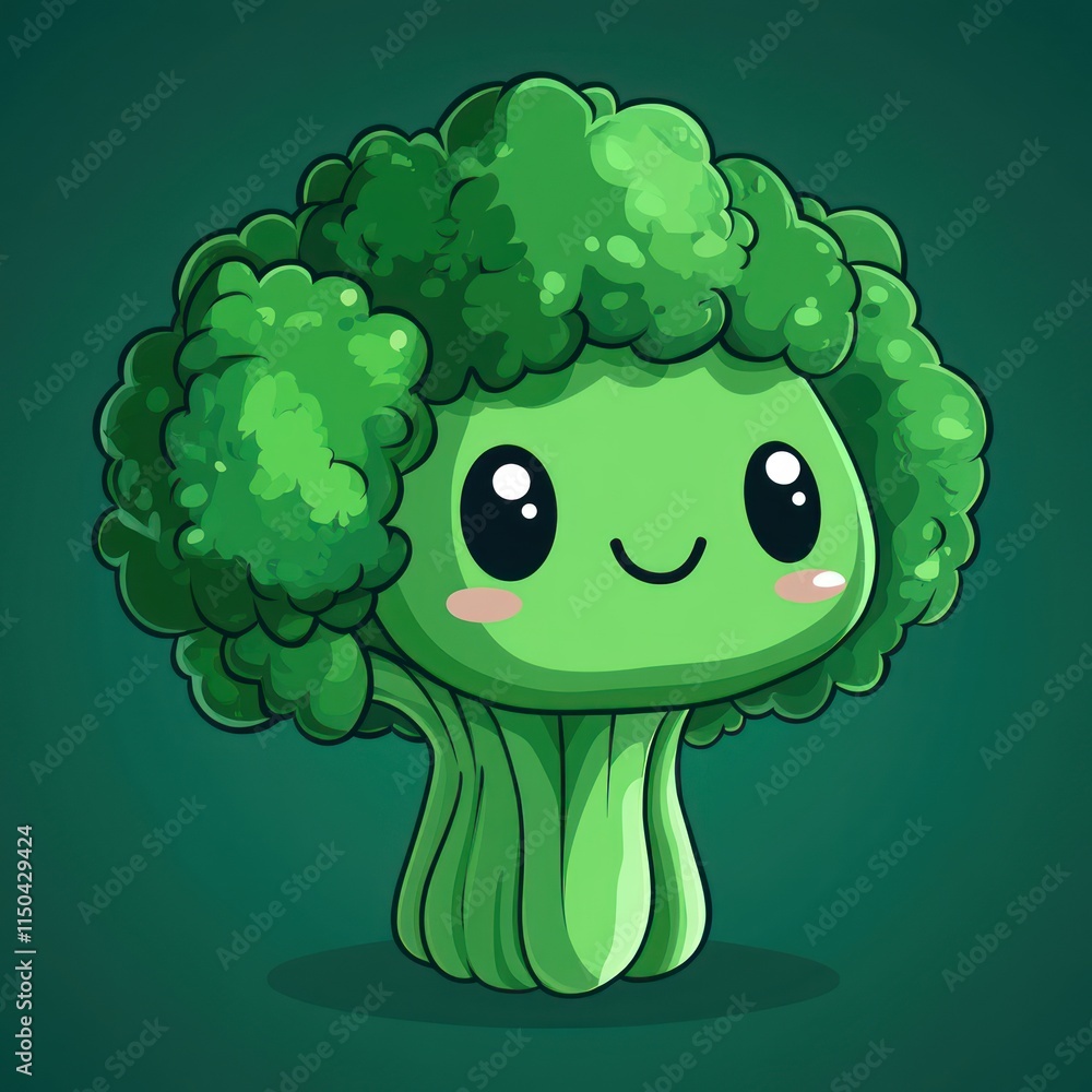 Adorable Cartoon Broccoli Character Smiling Cheerfully Adorable Cartoon Broccoli Character Smiling Cheerfully