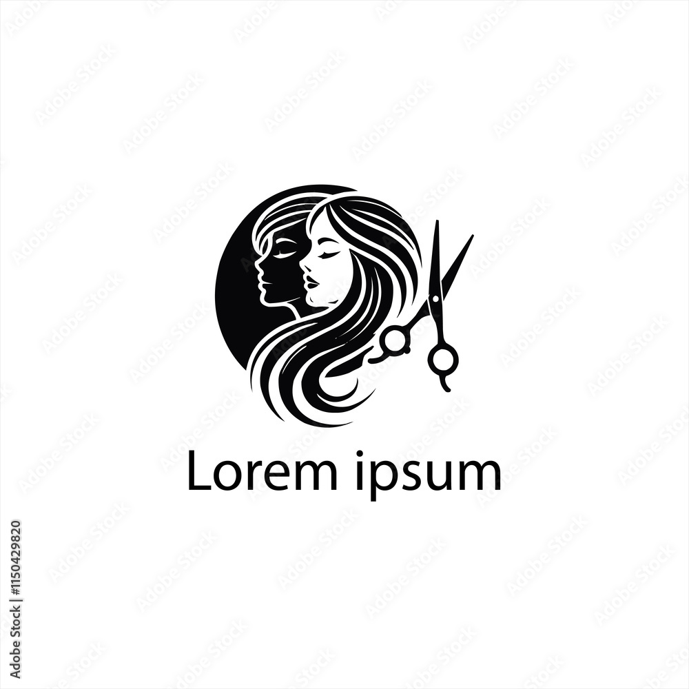 A Black Women Hair Cut Logo Design On White Background A Black Women Hair Cut Logo Design On White Background