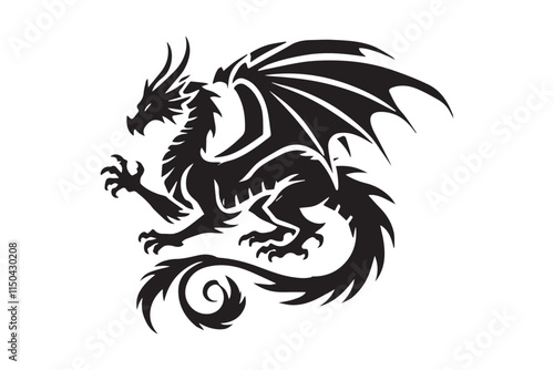 Wallpaper Mural simple dragon black color vector silhouette in white background Torontodigital.ca