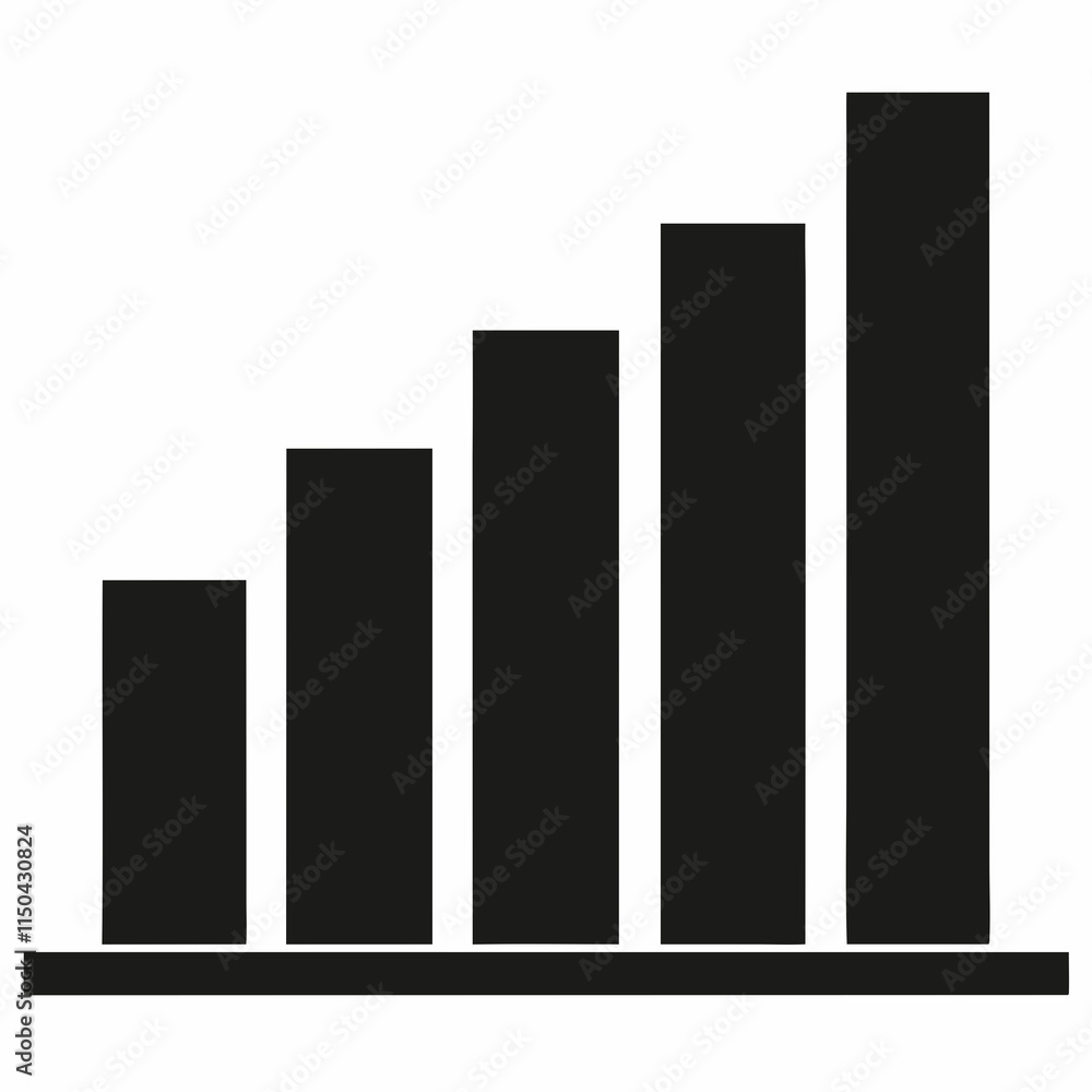 Black Silhouette Bar Graph Vector Art Black Silhouette Bar Graph Vector Art