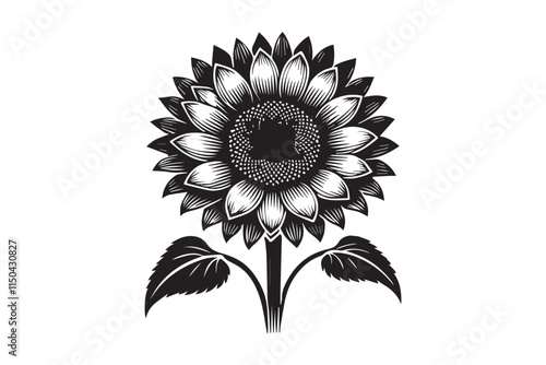 simple sunflower black color vector silhouette in white background