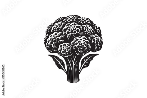 simple cauliflower black color silhouette in white background