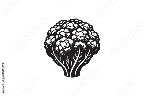 simple cauliflower black color silhouette in white background