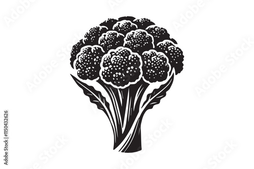 simple cauliflower black color silhouette in white background
