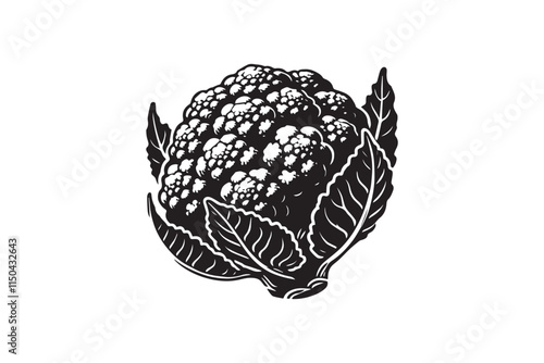 simple cauliflower black color silhouette in white background