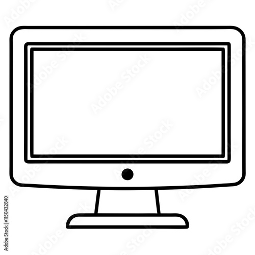 Black Silhouette Computer Monitor Vector