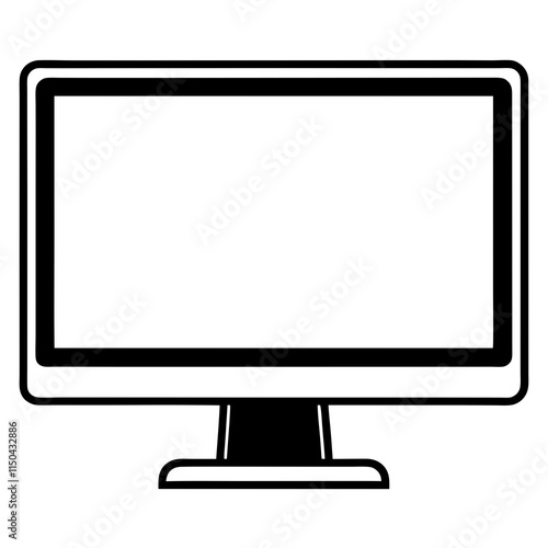 Black Silhouette Computer Monitor Vector