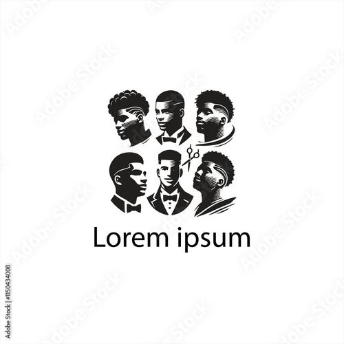 A Black Men Hair Cut Logo Design On White Background