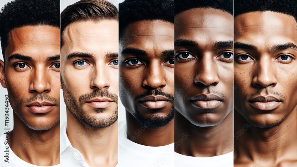 Diverse male skin tones, healthy and flawless skin Diverse male skin tones, healthy and flawless skin