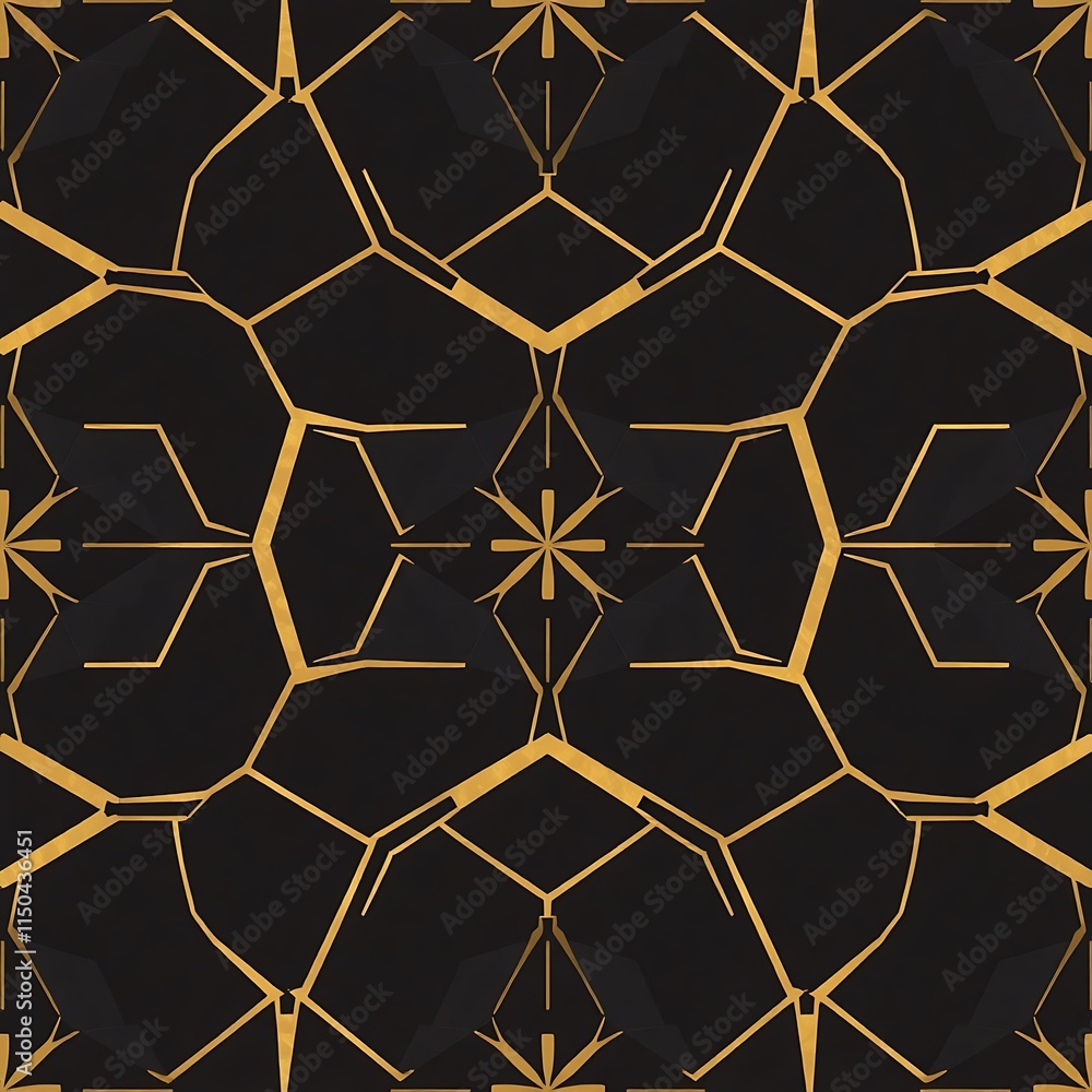 Obraz premium Abstract Geometric Pattern: Black and Gold 
