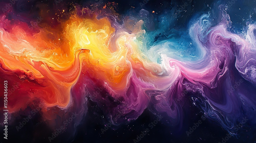 Obraz premium Oil painting with swirls and watercolor creates an abstract art piece with a dynamic, fluid effect