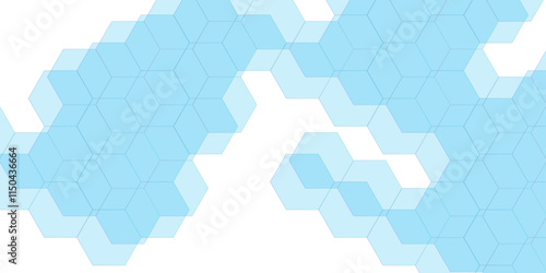 Abstract blue hexagonal shapes in white background. Futuristic banner with technology Design for banner, template, technology, science, medical. Hexagonal element pattern artwork design.