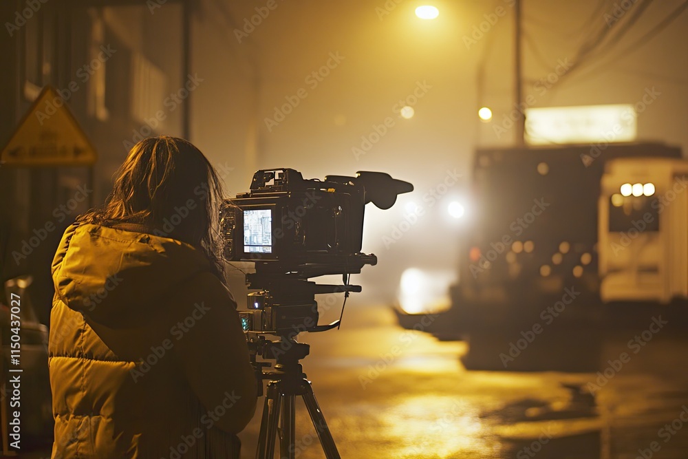 Fototapeta premium Person seen filming 