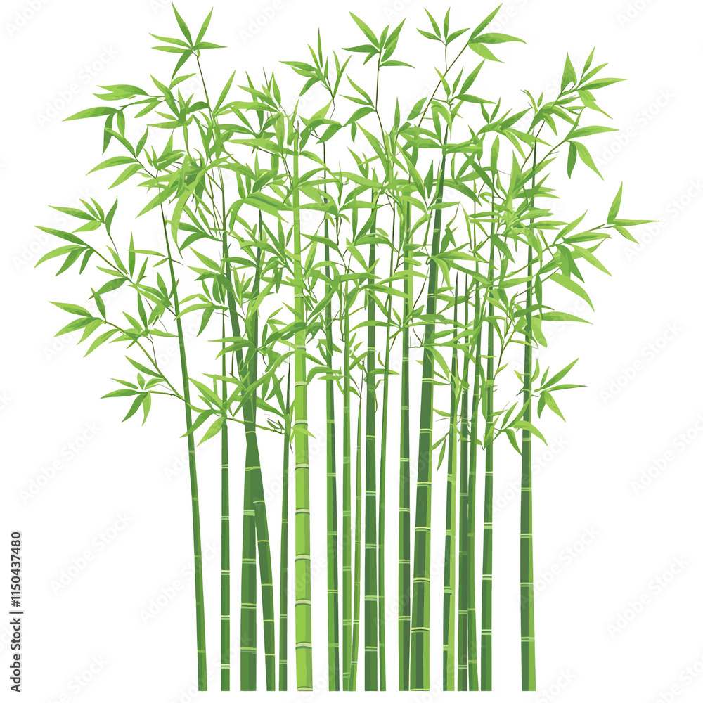 Fototapeta premium flat A dense thicket of bamboo swaying in the wind. vector