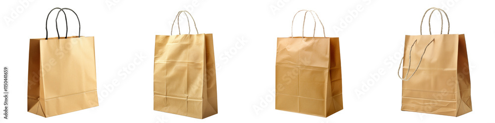 Collection of brown paper shopping bags isolated on transparent or white background Collection of brown paper shopping bags isolated on transparent or white background