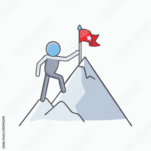 Determined individual reaching summit, symbolizing success